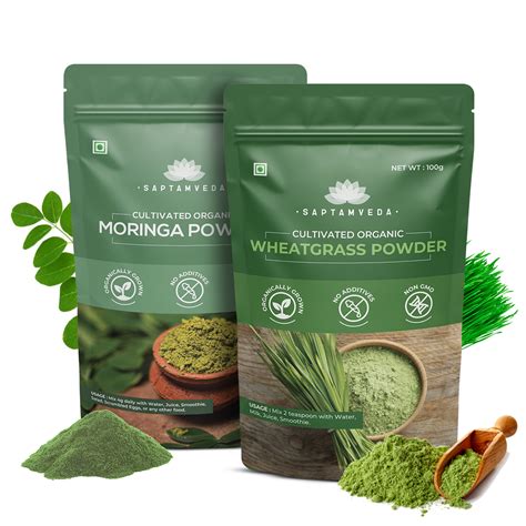 Organic Moringa & Wheatgrass Powder - Metabolism & Energy Boost, 150g ...
