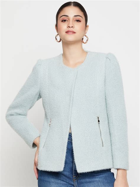 Women's Mint Single breasted Round neck Blazer – Cantabil