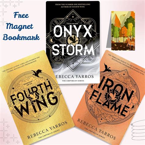 THE FOURTH WING + IRON FLAME + ONXY STORM With free Magnet Bookmark ...