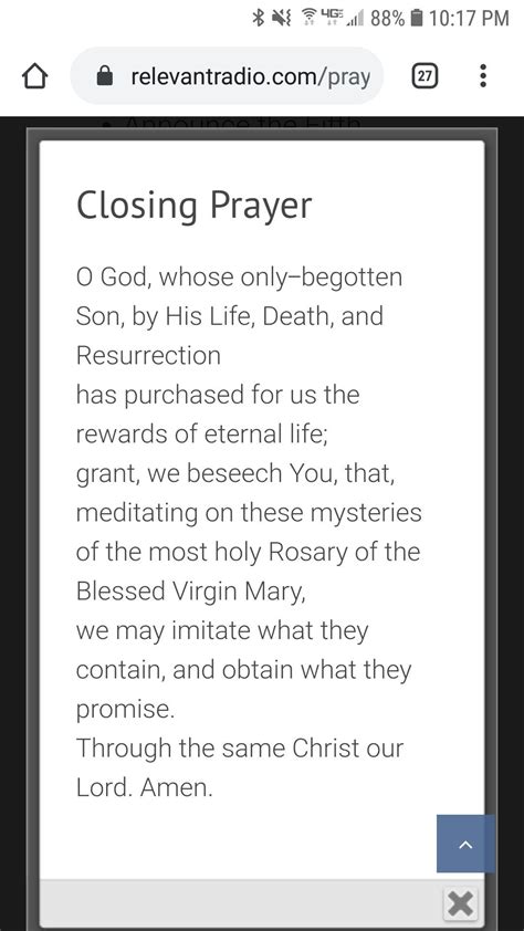 Rosary Closing Prayer