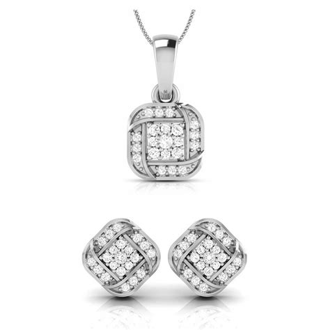 Buy Platinum Pendant & Earring Sets Online in India