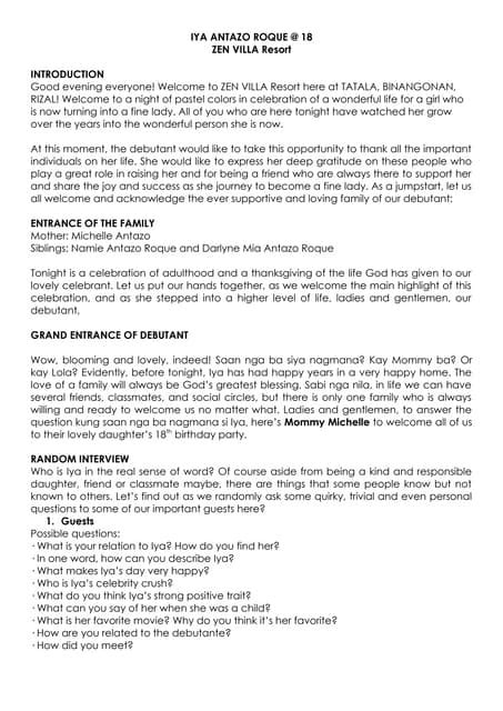 Image result for 18th Birthday Program Script Sample