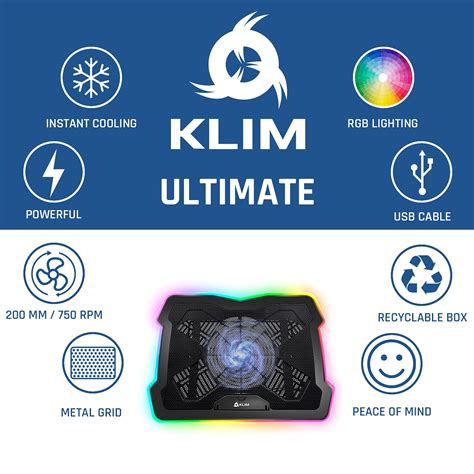 KLIM Ultimate + RGB Laptop Cooling Pad with LED Rim + Gaming Laptop ...