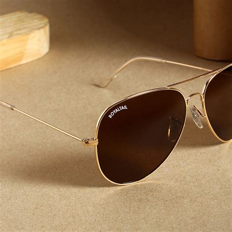 Shop Stylish Brown Glass Aviator Sunglasses with Golden Frame - Royaltail