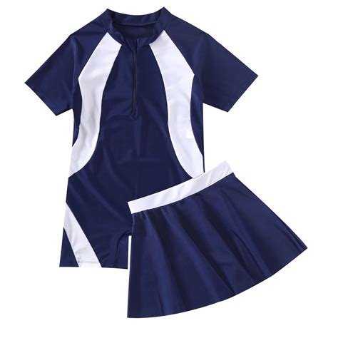 Kids Teens Swimwear Sets Pink Swim Tops with Skirt... – Grandado