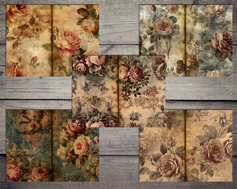 Vintage Roses Double Journal Pages, Junk Journal Kit, Printable Papers ...