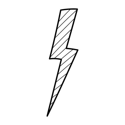 Elemento de relâmpago elétrico listrado desenhado à mão Estilo de ...