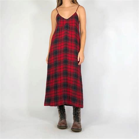 Red plaid maxi dress! By Zara. Pull on, non... - Depop