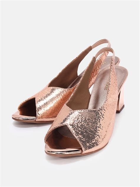 Marc Loire Womens Rose Gold Party Block Sandals Heels | Buy Online at ...