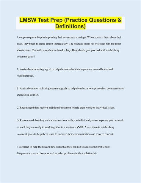 LMSW Test Prep (Practice Questions & Definitions) - Scholarfriends