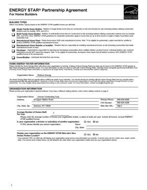 Fillable Online energystar ENERGY STAR Partnership Agreement For Home ...