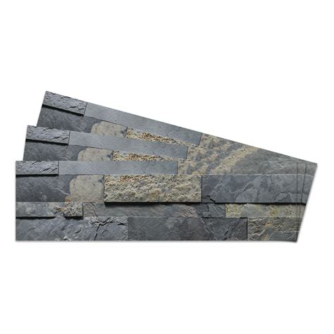 Rustic Slate 3D Peel & Stick Self-Adhesive Real Stone Tiles | Stone ...