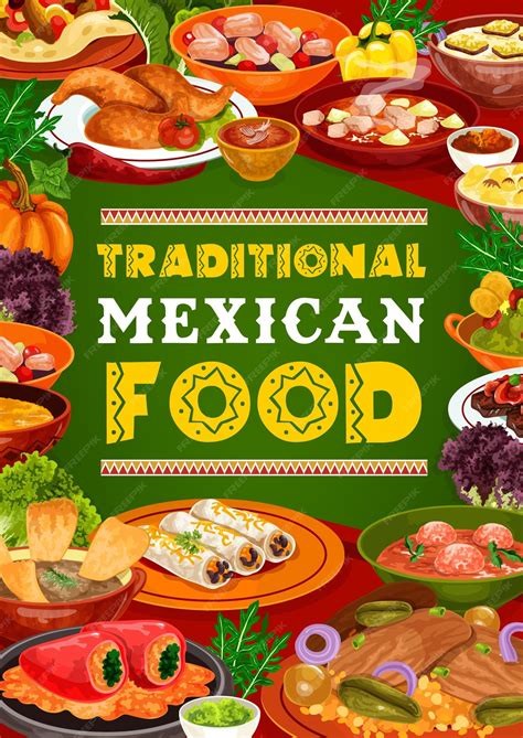 Premium Vector | Mexican food vegetable and meat restaurant dishes