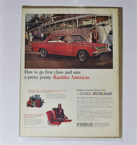 Large Car Ad 1965 AMC Rambler American (american Motors Company Classic Old Photo Advertisement ...