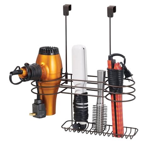mDesign Metal Over Door Bathroom Hair Care & Styling Tool Organizer ...