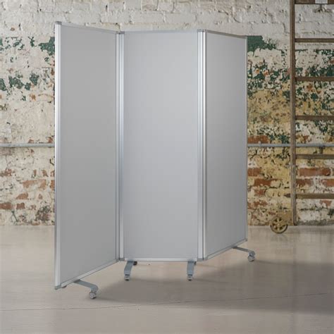 Emma + Oliver Mobile Whiteboard/Cloth 3 Section Partition with Locking ...
