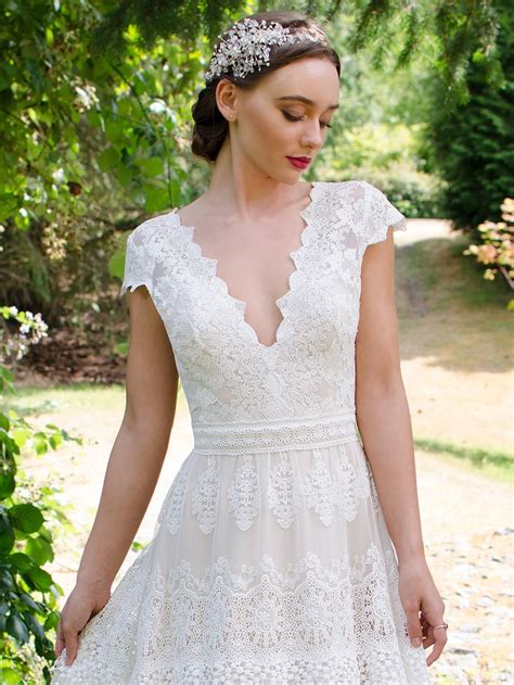 Boho Wedding Dress Lace Wedding Dress Cap Sleeve Bohemian Wedding Dress Lace Wedding Dresses ...