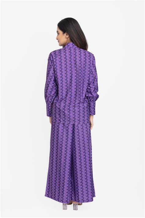Women’s Purple Zig-Zag Heritage Co-Ord Set | Shirt & Pants – RReflekt
