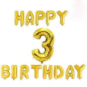 Hirva 3rd Birthday Decorations Combo – Happy Birthday Foil Balloon and ...