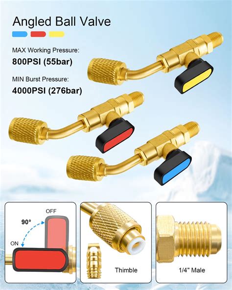 WMJNH AC Refrigerant Angle Ball Valve Set Fits for R410A India | Ubuy