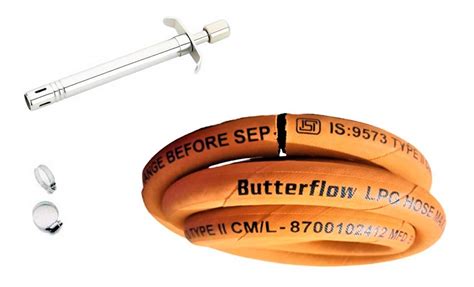 LPG Steel Wire Hose Pipe-Orange(1.5m) and Heavy Quality Stainless Steel ...