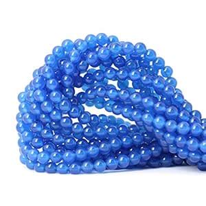 CHEAVIAN 60PCS 6mm Smooth Surface Blue Agate Round Loose Beads Energy ...