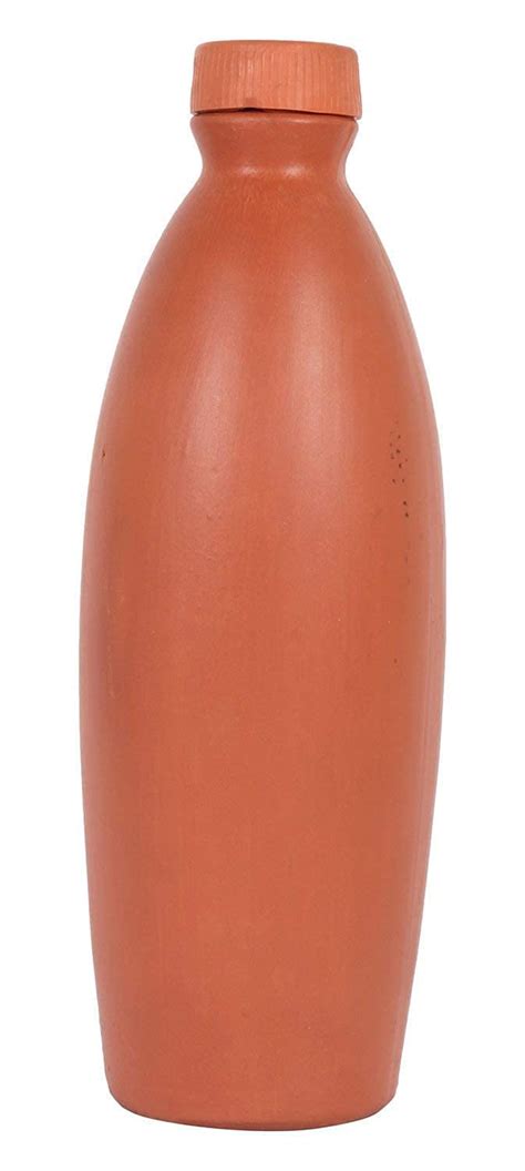 Terracotta Water Bottle, (Earthen Clay, Brown) 1000ml. - Pack of 1 ...