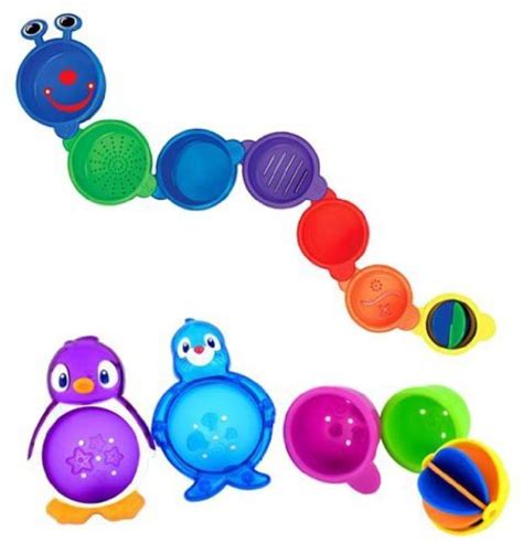 Munchkinz Caterpillar Spillers Stacking Cups & Lazy Buoys Baby Bath ...