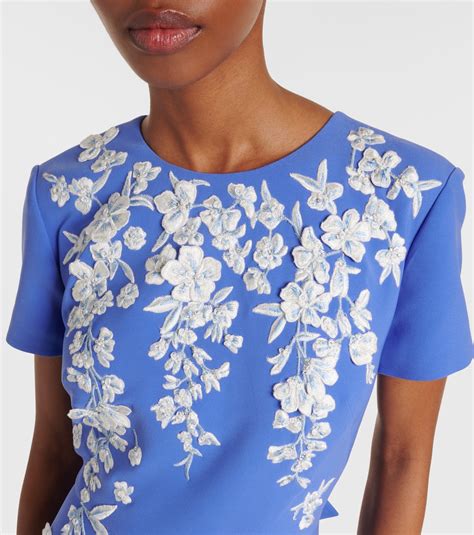 Embroidered crêpe gown in blue - Carolina Herrera | Mytheresa