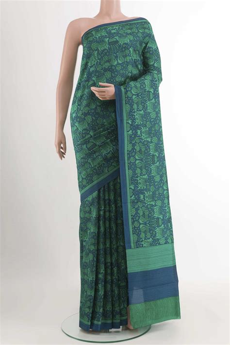 Blue Printed Silk Saree – Nalli Silk Sarees Pvt Ltd