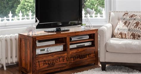 Angel Furniture Solid Sheesham Wood Tv Unit with Two Drawer and Open ...