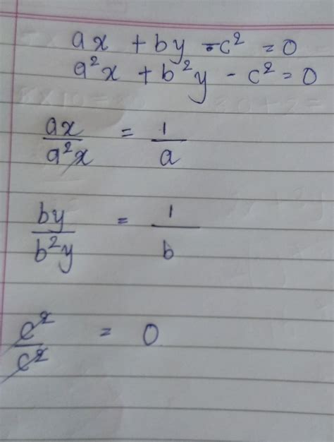 Solve the system of linear equations:ax+ by–c²=0 a²x+b²y–c²=0 - Brainly.in