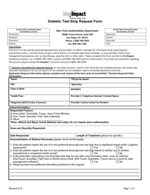 Fillable Online Diabetic Test Strip Request Form Fax Email Print ...