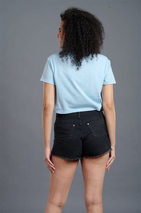 Think Of The Devil & Devil Is Here Printed Blue Crop Top for Women - Go ...