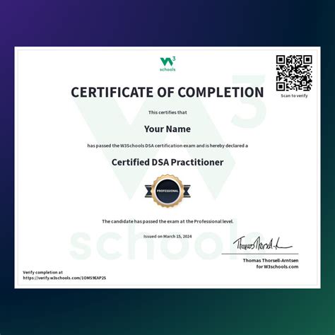 DSA Certification Exam — W3Schools.com