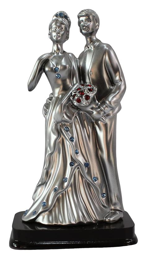 SHREEYA'S GIFT Ceramic Couple Showpiece (10 cm x 7 cm x 10 cm, Silver ...