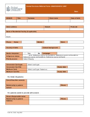 RDHM Endodontic Referral Doc Template | pdfFiller