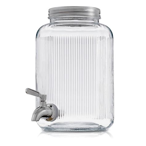 Fluted 1-Gallon Glass Drink Dispenser with Spout – Hallstrom Home
