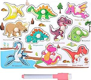 ECOMMZ Wooden Puzzle for Toddlers, 2 in 1 Wooden Drawing Board, Wooden ...