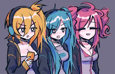 hatsune miku, kasane teto, and akita neru (vocaloid and 2 more) drawn ...