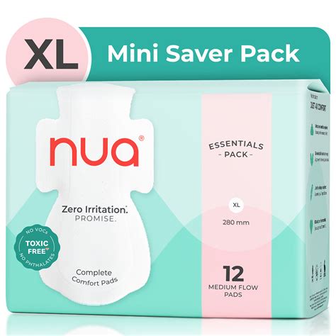 Buy Nua Ultra-Safe Medium Flow Sanitary Pads XL for Women, 12 Count ...