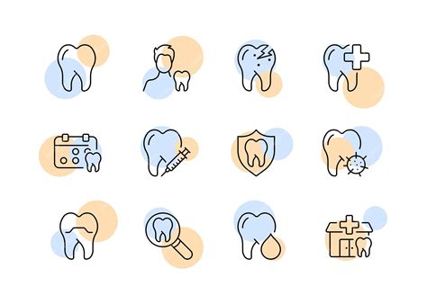 Zahnmedizin-Set-Symbol Zähne Zahnschmelz weißes Lächeln Zahnstruktur ...