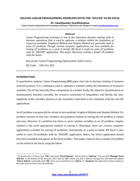 Image result for Linear Programming with Excel Solver and MS Word with Two Variables