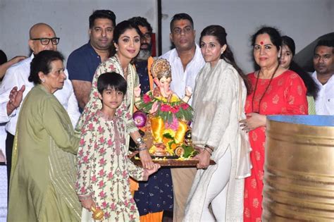 Shilpa Shetty clicked at Ganpati Visarjan with kids; check out their ...