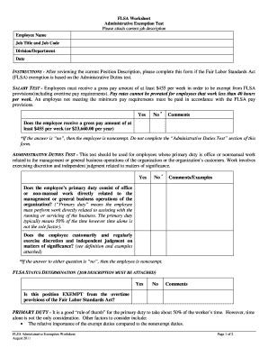 Fillable Online FLSA Worksheet Fax Email Print - pdfFiller