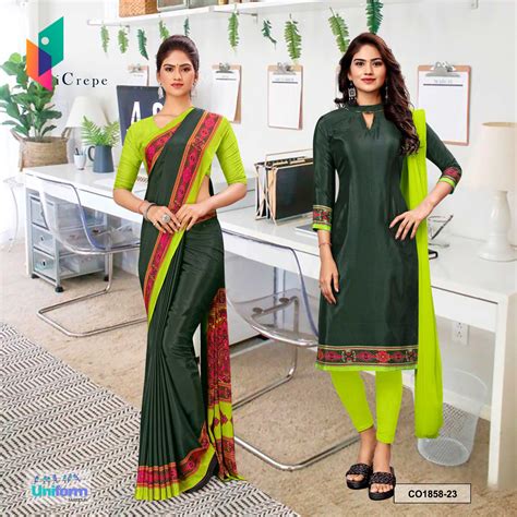 Bottle Green and Yellow Women's Premium Silk Crepe Plain Border Jewell ...