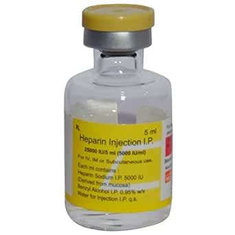 HEPARIN 25,000 I.U (G.P) - Vial of 5ml Injection : Amazon.in: Health ...