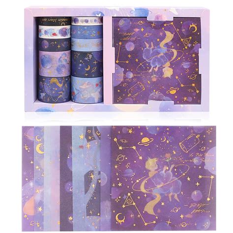 HASTHIP® Shine Gold Foil Washi Tape Sets 10 Rolls Washi Tapes with 10 ...