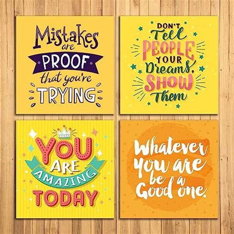WENS "INSPIRATIONAL QUOTES" Set of 4 Sparkle Laminated Wall Panels For ...