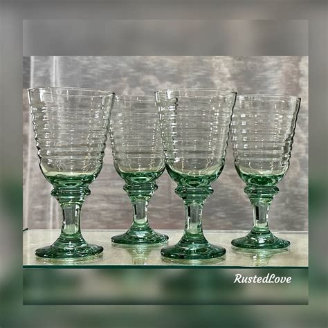 Libbey Sirrus Green Water Glasses / Spanish Green Libbey Goblets ...